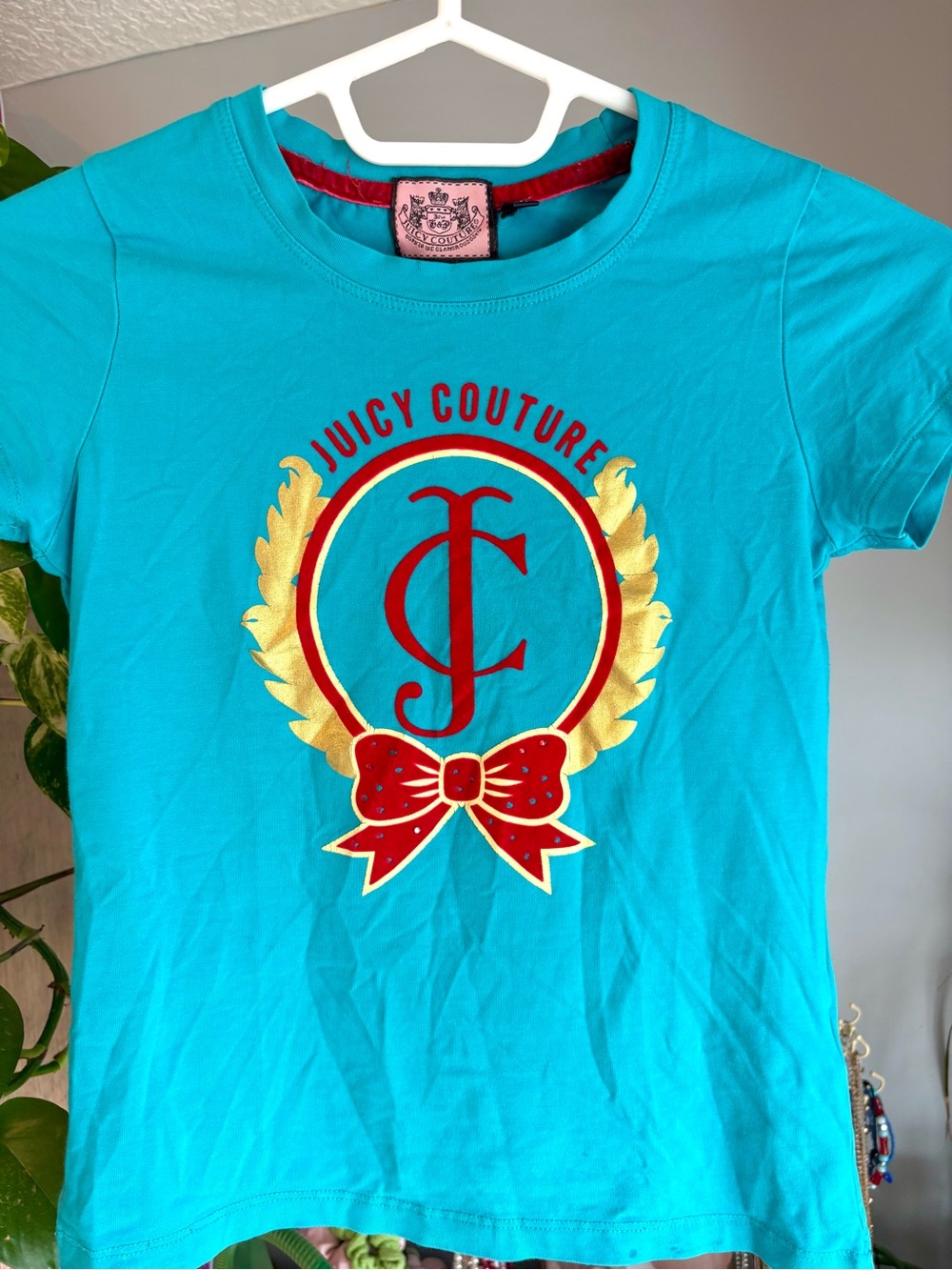 Y2K vintage Juicy Couture Turquoise Logo Baby Tee